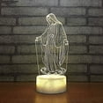 thumbnail image 5 of Luz De Noche 3D Virgen María Luz De Noche Lámpara De Ilusión Led 7 Cambio De Color Control Táctil Mesa Decoración De Escritorio Lámparas Regalo De Cumpleaños Base Acrílico Cable USB, 5 of 5