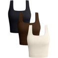 thumbnail image 1 of SURJDE Women's 3 Piece Tank Tops Ribbed Seamless Workout Exercise Shirts Yoga Crop Tops, 1 of 4