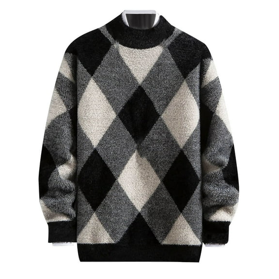 Alkepwun Men's Vintage Striped Sweater Knitted Long Sleeve Pullover Loose Oversized Top Casual Crewneck Shirt Fall Winter Top