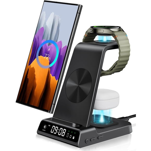Cargador inalámbrico LeQuiven 4 en 1 para Samsung Galaxy S24/Z Fold6/Z Flip6/S23, Galaxy Watch 7/Ultra/6/6 Classic/5 Pro/5/4, Galaxy Buds2 Pro