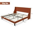 Allewie King Size Fabric Upholstered Platform Bed Frame with Wingback Headboard, Burnt Orange