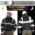 thumbnail image 5 of Sesafety Chaqueta reflectante de alta visibilidad para hombre, chaqueta bomber negra, chaqueta de lluvia de seguridad de alta visibilidad para hombre, trabajo, construcción, 4XL, 5 of 5