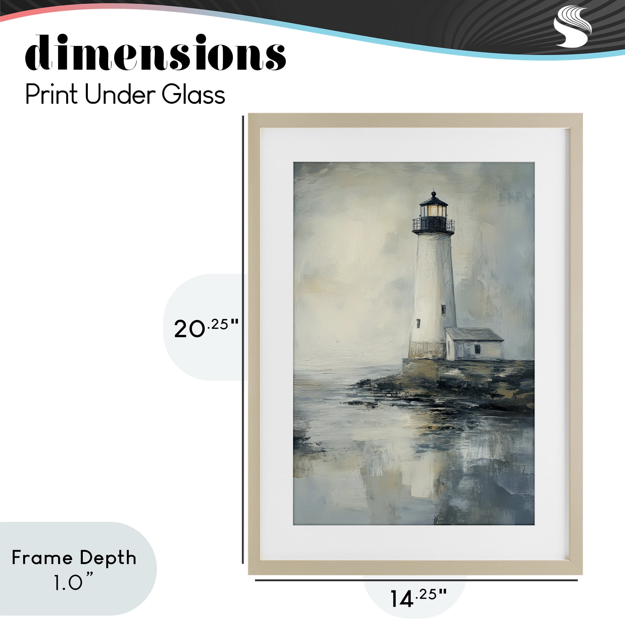 Stupell Industries Moody Lighthouse Reflecting Birch Framed Print Under Glass, design by Petal Prints Design