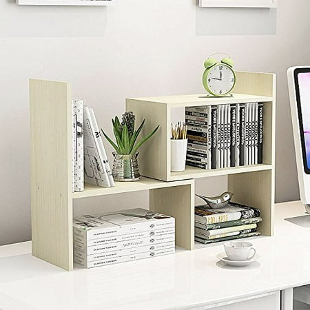Adjule Wood Desktop Shelf Rack Counter Top Bookcase Beige Adjule Wood Desktop Shelf Rack Counter Top Bookcase Beige Com