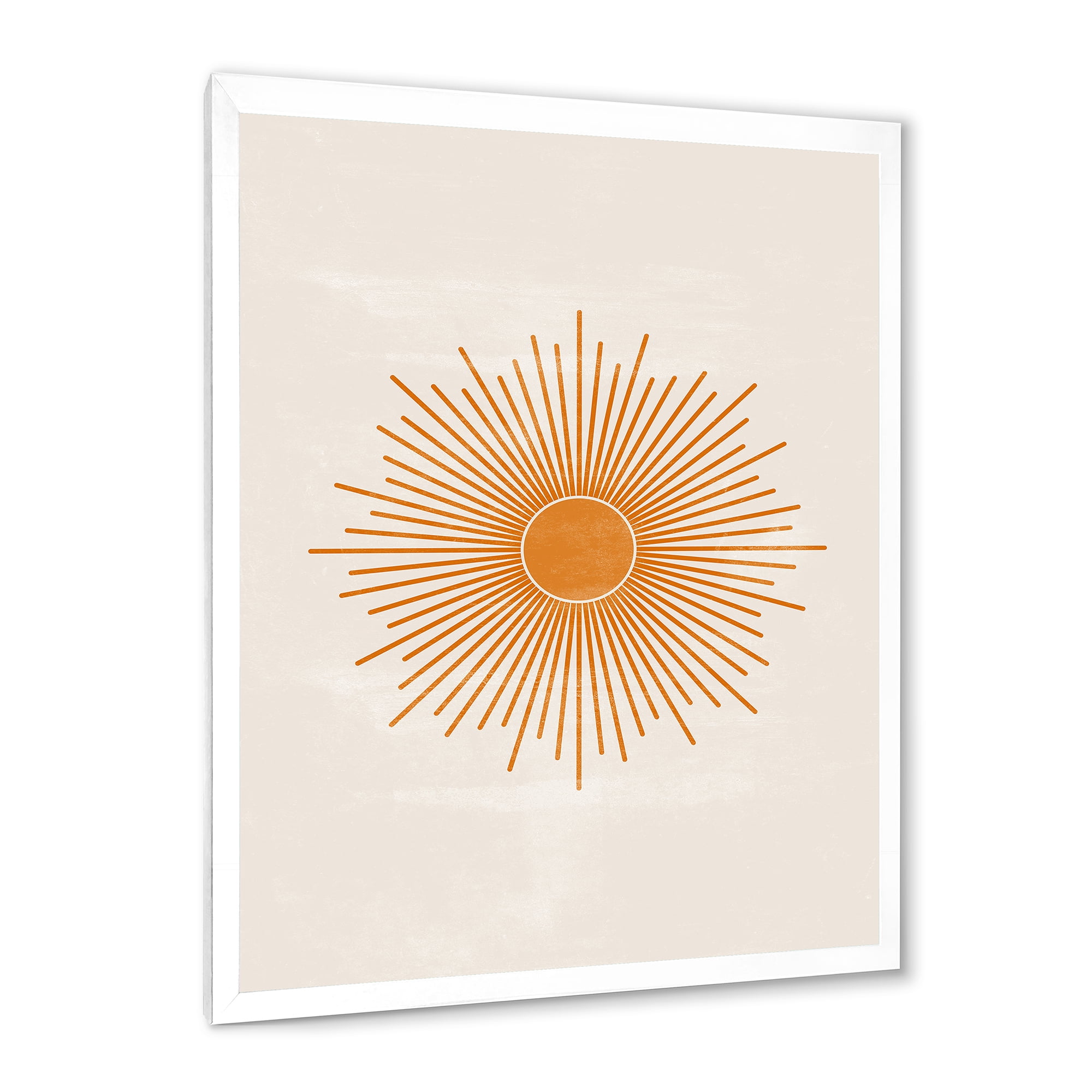 Designart 'Orange Sun Print On Beige II' Modern Framed Art Print
