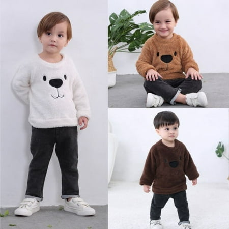 New Cute Bear Kids Infant Baby Girl Boy Tops Blouse Sweater Sweatshirt Thick