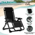 thumbnail image 2 of MOPHOTO Zero Gravity Chair Foldable Reclining Lounge Chair with Headrest & Cup Holder for Indoor Outdoor, Patio Recliner Folding Reclining Chair Support 440lbs, for Beach Poolside Backyard, 2 Pack, 2 of 8