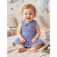 thumbnail image 6 of BemeyourBBs Kids Toddler Baby Girl 4th of July Dress Outfit Patriot Independent Day Clothes Baby Girl Fourth ofJuly Outfit Sleeveless Doll Collar USA America Flag Embroidery Striped Summer Dress, 6 of 9