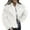 White, variant on Women's Faux Fur Coat, Plush Textured Short Jacket, Lapel Collar Cropped Length, Thickened Warm Overcoat, Luxurious Winter Outerwear, Open Front Style White L