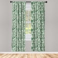 thumbnail image 3 of Ambesonne Botanical Curtains, Vintage Exotic Leaves, Pair of 28"x95", Green and Ivory, 3 of 5