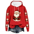thumbnail image 5 of Yteetum Christmas Hoodies for Women Oversized Christmas Santa Claus Print Long Sleeved Fleece Hooded Sweatshirts Pullover Tops Womens Xmas Graphic Loose Drop-Shoulder Fleece Hoodies Fall Winter, 5 of 5