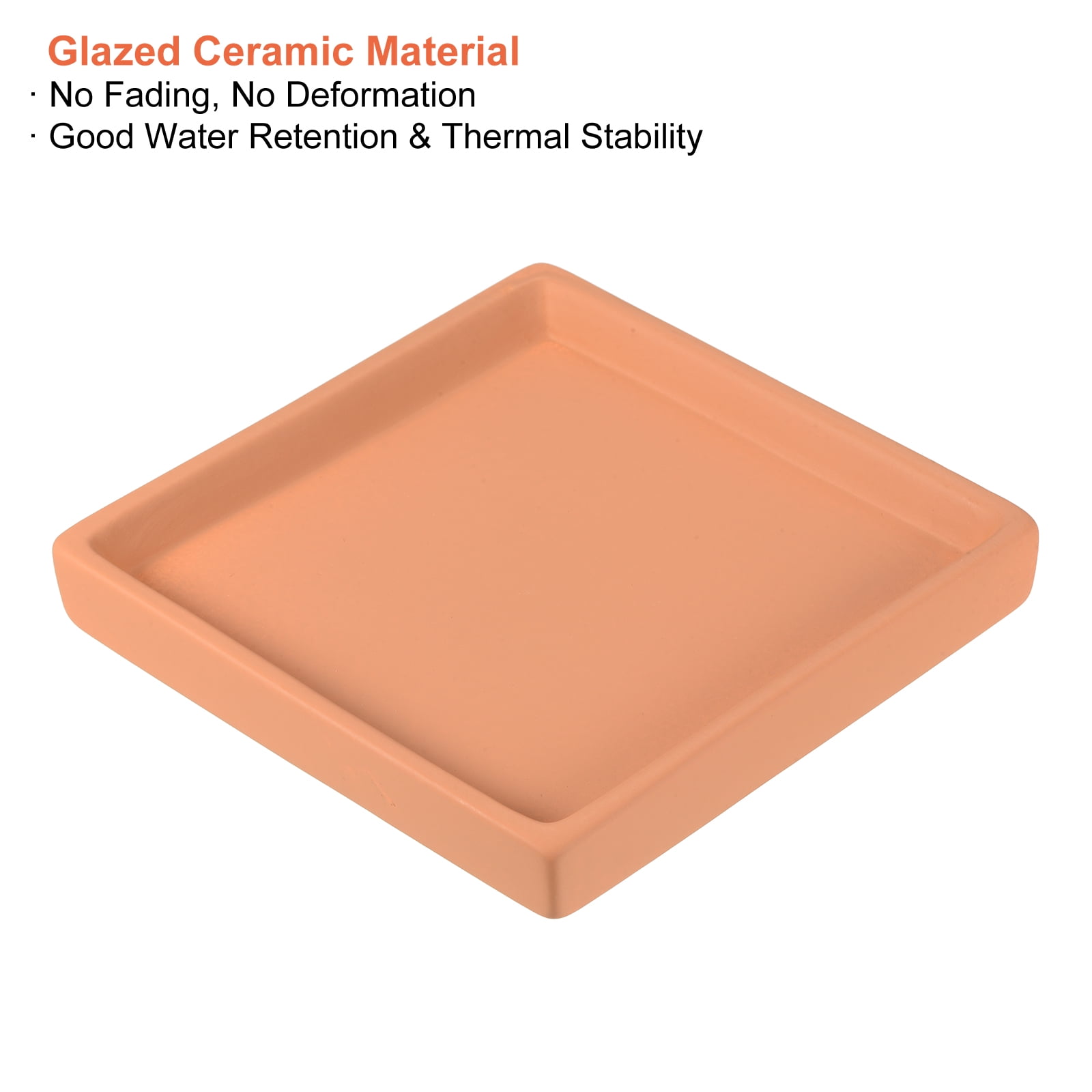 Unique Bargains Ceramic Square Planter Saucer Flower Drip Tray Coaster, 2 Pack Orange 5"