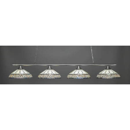 

Oxford 4 Light Bar Shown In Brushed Nickel Finish With 16 Royal Merlot Art Glass
