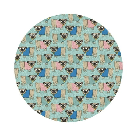 

Coaee Colorful Pugs Print Leather Coasters Set of 6 Non-Slip Washable Cup Coasters for Home Office Bar Round Shape