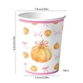 thumbnail image 3 of Bow Pumpkin Themed Paper Cups 10 Pack – Fall Thanksgiving Party Disposable Drink Cups Sturdy Leak Proof, Festive Table Essential, 3 of 6