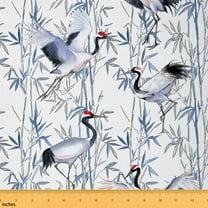 Castle Fairy Animal Crane Fabric by the Yard 1 Yard for Teenagers,Chic Flower Home Decor Fabric by the Yard,Japanese Style Room Decor Fabric by the Yard,Super Cozy Room Decor