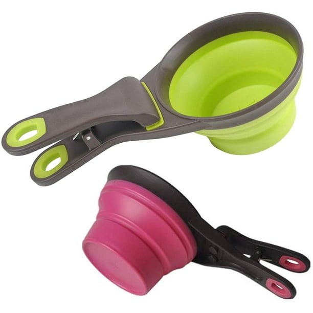 Collapsible Pet Food Scoop Silicone Measuring Cup Bag Clip 2