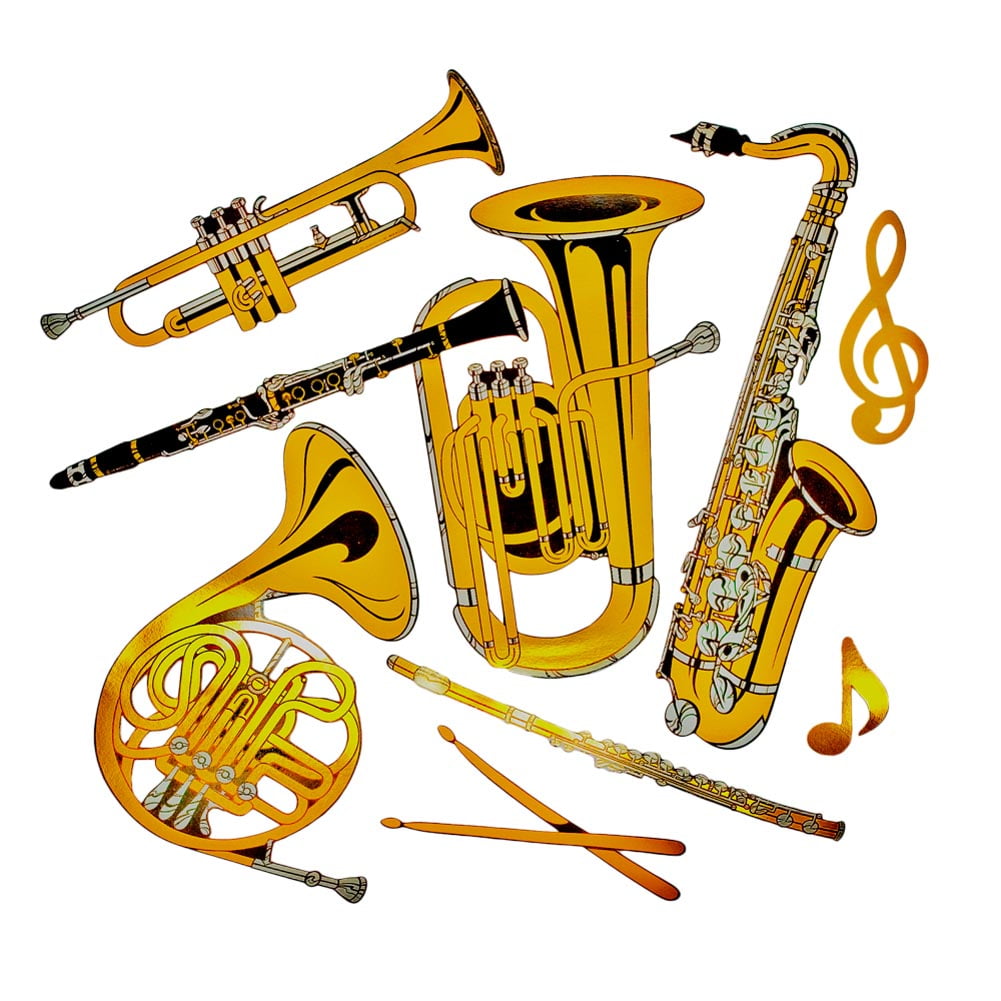 gold foil musical instrument cutouts (15/pkg)