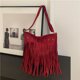 thumbnail image 3 of Bolso de hombro con borlas para mujer bolso de mano con flecos de piel de ante bolso de compras femenino, 3 of 9