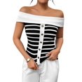 thumbnail image 2 of Womens Sweater Tops Summer Off Shoulder Sweaters Boat Neck Sleeveless Relaxed Fit Knitted Pullover Top White XL, 2 of 10