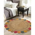 thumbnail image 5 of Unique Loom Braided Jute Collection Area Rug - Circles (5' 1" Round Natural/Gray), 5 of 7