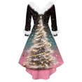thumbnail image 5 of Christmas Dresses for Women Women's Fashion Elegant Autun And Winter Long Sleeve V-Neck Christmas Print Dress for Holiday Party,Light pink,S, 5 of 5