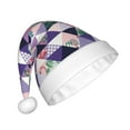 thumbnail image 2 of KLL Christmas Hats for Adults Plush Plaid Flamingo Print Santa Hat Xmas Fluffy Santa Claus Hat for Women Men, 2 of 6