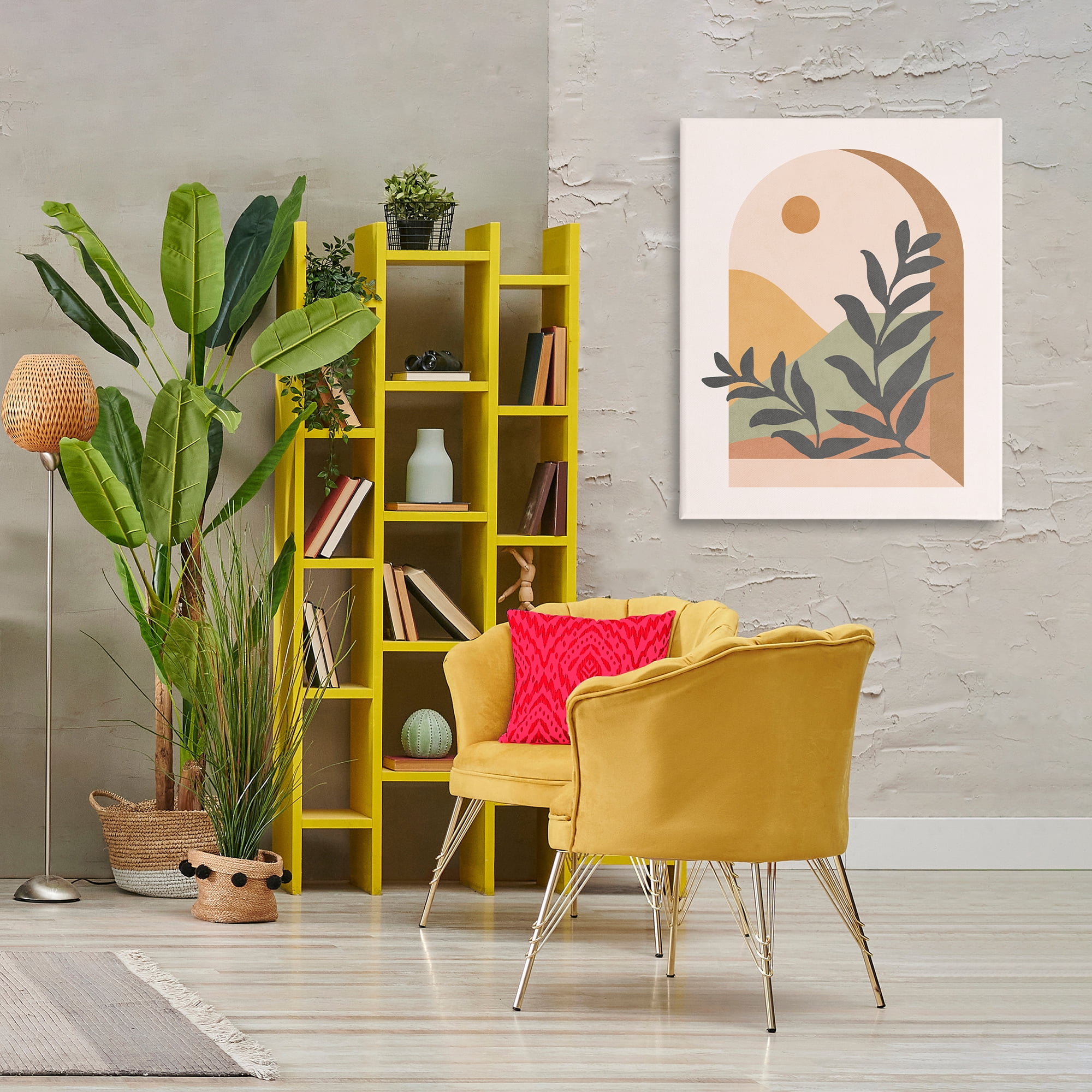 Stupell Industries Soft Boho Window View Landscape & Nature Painting Wrapped Canvas Art Print Wall Art, 30 x 40