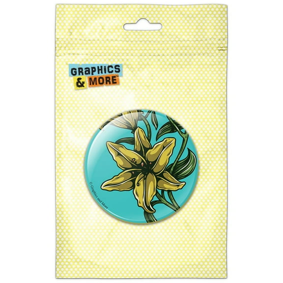 Yellow Lilly Pinback Button Pin Badge