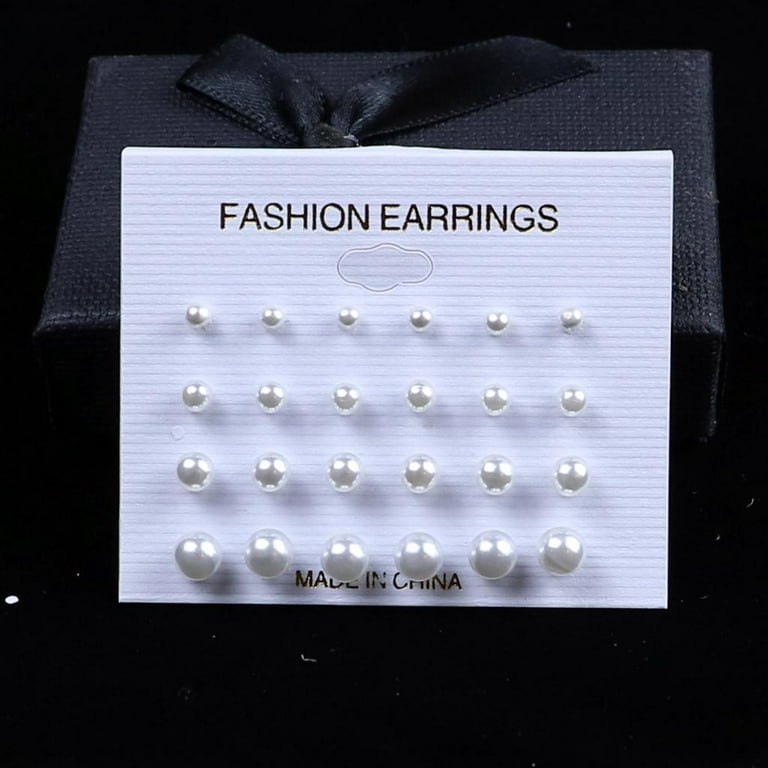 3Pairs Faux Pearl Plastic Stud Earrings For Sensitive Ears 3-12mm White  Faux Pearl Ear Studs Hypoallergenic Earrings For Girls Silicone Post Stud  Earr