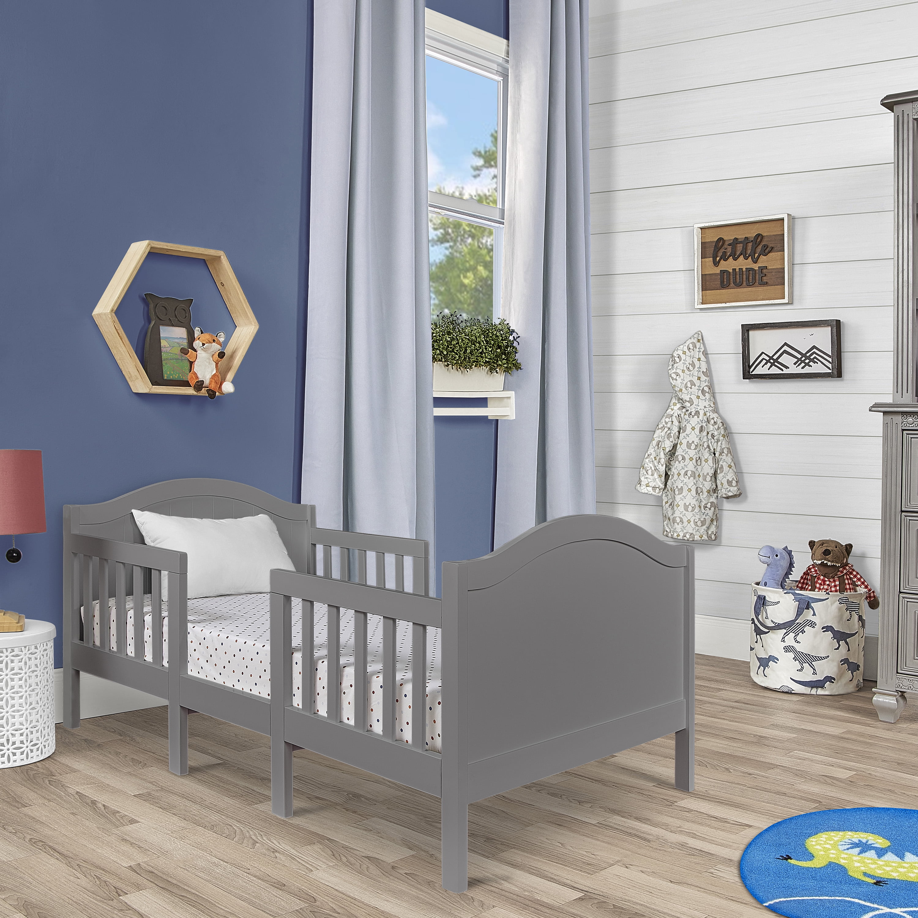 Dream On Me Portland 3 in 1 convertible Toddler Bed, Steel Grey