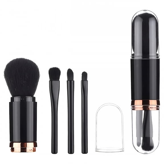 ACDANC 4 In 1 Retractable Makeup Brushes, Cosmetic Beauty Makeup Minerals Powder Brush Travel Retractable Kabuki Brush, Foundation Blush Brush