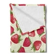 thumbnail image 2 of Fruits Soft Flannel Fleece Blanket, Strawberries Vivid Growth Plant Vitamin Organic Diet Refreshing Image, Cozy Plush for Indoor and Outdoor Use, 70" x 90", Eggshell Red Olive Green, by Ambesonne, 2 of 5