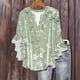 thumbnail image 1 of Tejiojio Women's Casual Printed Top Lace Trim V-Neck 3/4 Sleeves Button Down Fashionable Daily Wear, 1 of 6