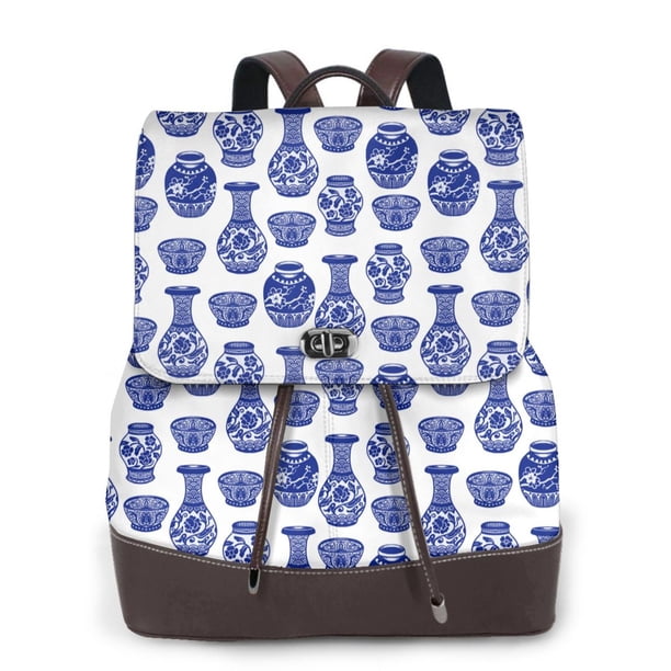 Fotbe Blue Vases Mochila Bolso con Estampado para Mujer, Mochila Antirrobo de Nylon Impermeable, Bolsa Ligera de Hombro