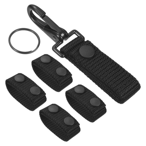 Uxcell Belt Keeper Set, Nylon Webbing Strap Key Holder with Snaps, Black 5 Pack