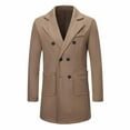 thumbnail image 5 of Mens Trench Coat Slim Fit Double Long Peacoat Color: Coffee Size: XL, 5 of 9