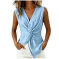 thumbnail image 3 of Aboser Twist Front Wrap Vest Tops for Women Dressy Casual Sleeveless Shirts Summer Cotton and Linen Vests Solid V Neck Blouses for Work Office, 3 of 7
