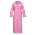 thumbnail image 5 of Meichang Women's Cotton Linen Shirt Dresses Long Sleeve Lapel Button Down Maxi Dresses Solid Slim Fit Work Dresses Casual Swing Dresses with Pockets Pink S, 5 of 5