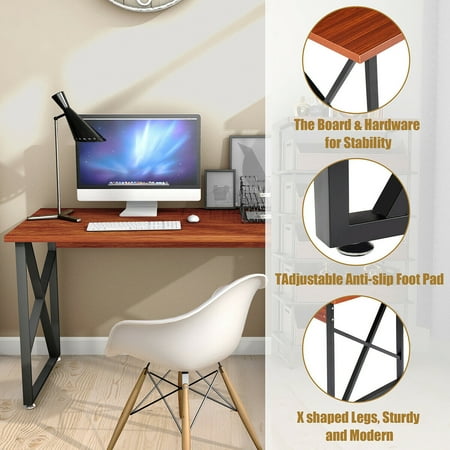 Gymax Computer Desk Pc Laptop Table Metal Leg Writing Study