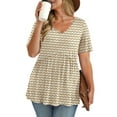 thumbnail image 2 of WellSize Plus Size Women Tunic Tops Casual V Neck Blouses Summer Short Sleeve Shirts Loose Floral Tops, 2 of 7