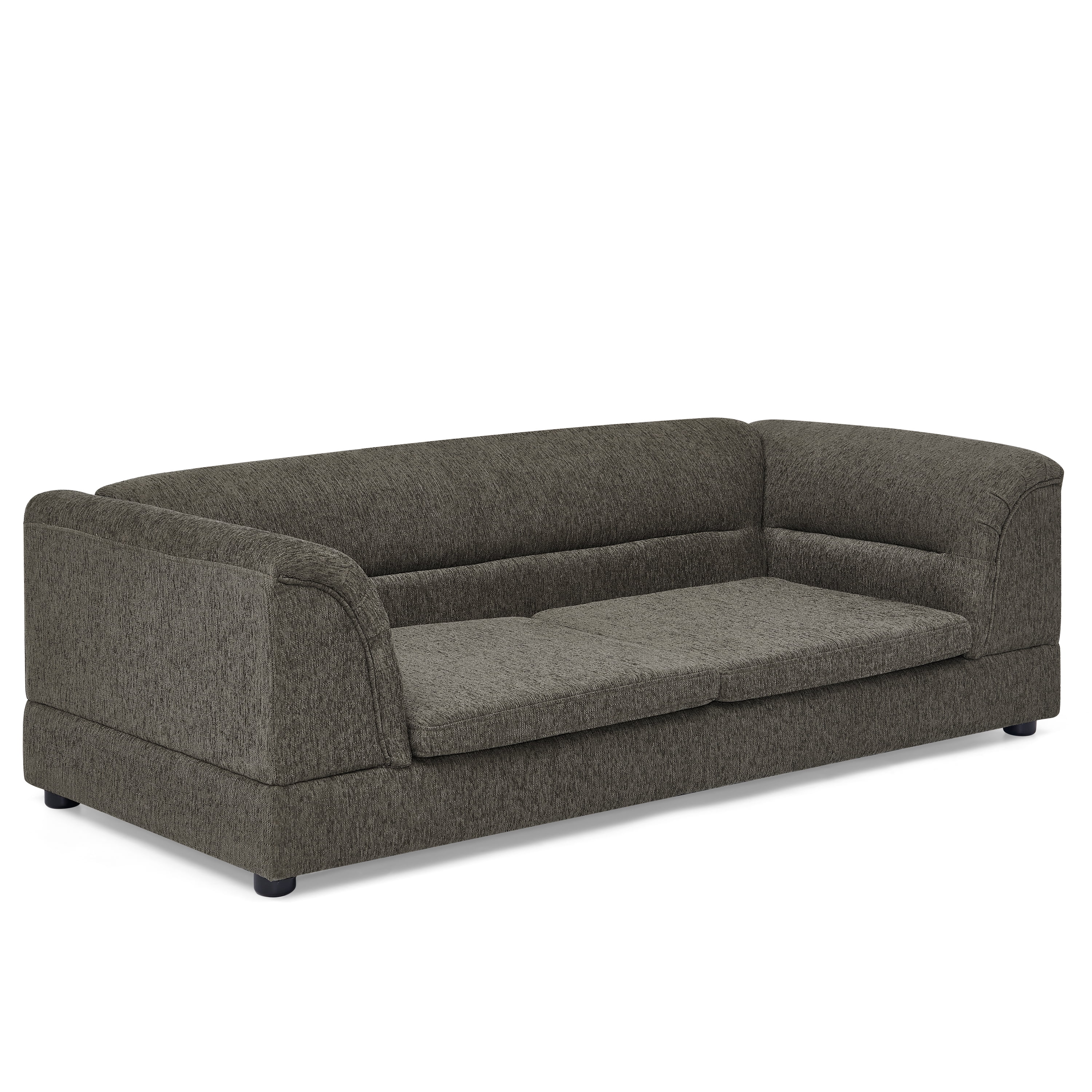 Oversized Pet Sofa, Curved Armrest Rectangular Dog Sofa, Linen Fabric Comfort Pet Couch for Large & Oversized Dogs-Dark Gray