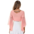 thumbnail image 2 of CHICTRY Womens Lace-up Belly Dance Tops V Neck Mesh Long Flare Sleeve Shawl Shrug Bolero Dancewear Pink One Size, 2 of 7