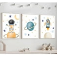 thumbnail image 2 of Space Canvas Wall Art Astronaut Poster Prints Fun Planet Drawing Rocket and Spaceship Image, Kids' Room Wall Decor for Kids' Rooms and Bedrooms, 2 of 6