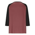 thumbnail image 3 of Felirenzacia Women's Button Down Raglan Shirt Tunic Top 3/4 Sleeve Color Block Henley Shirt, 3 of 6