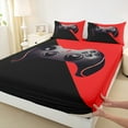thumbnail image 3 of Manfei Game Console Print Queen Sheet Sets, Black Red Flat Sheet, Video Gaming Player Queen Fitted Sheet, Lightweight Room Decor, 4-Piece, 3 of 7