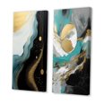 thumbnail image 3 of Designart "Essence of Nature Abstract in Gold and Black I" Abstract Painting Wall Art Set Of 2 - Modern Gold Canvas Set For Living Room Decor, 3 of 6