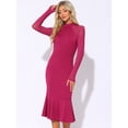 thumbnail image 2 of DARING DIVA Women's Sheer Mesh Mock Neck Elegant Mermaid Dresses S Rose Red, 2 of 6