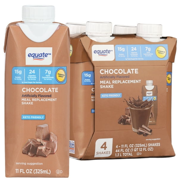 Equate Meal Replacement Shake, Milk Chocolate, 11 fl oz, 4 Count