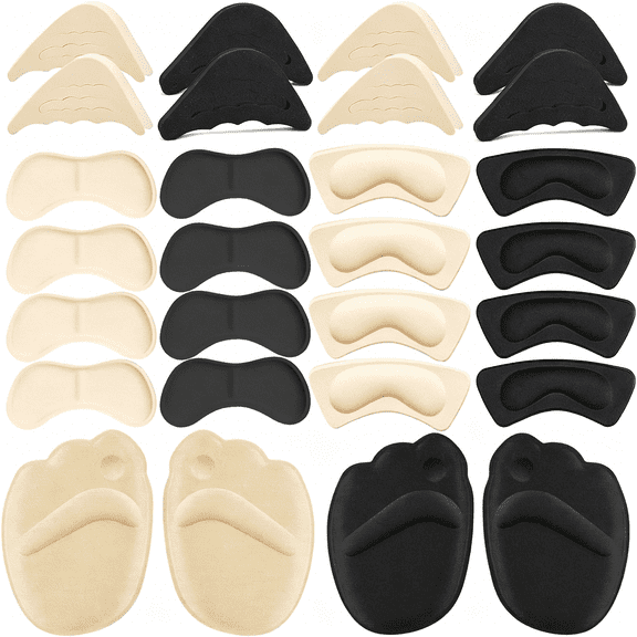 XIRQI 16 Pairs Shoe Filler Heel Pads for Womens Shoes - Shoe Filler for Too Big Shoes Women with Toe Inserts,Toe Inserts for Too Big Fit